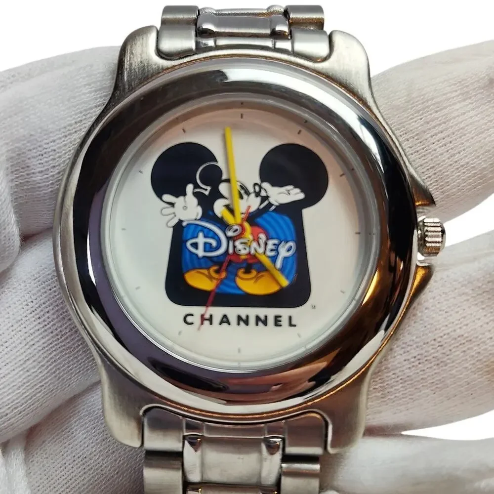 Disney Channel Mickey Mouse Logo Watch Silver Tone Bracelet